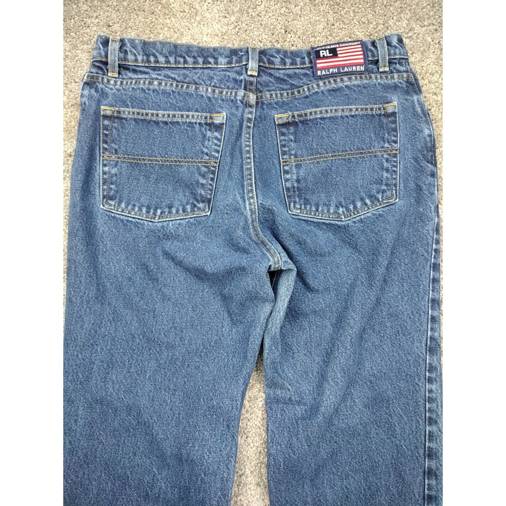 Polo Jean Co Ralph Lauren Women's Blue Denim Jeans Size 14x29 Straight Leg Flag - Picture 12 of 16